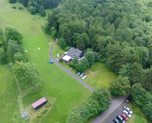 Luftaufnahme von der Skihütte des SCR Fulda