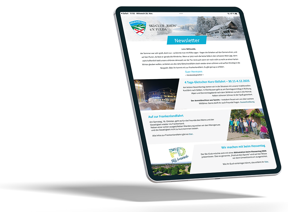 Tabletansicht des SCR Newsletter Tabletansicht des SCR Newsletter