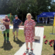 Diana Stolz auf dem Schneeteppich beim Hessentagsstand des SCR Fulda