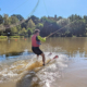 SCR Wakepark Start auf Wasserskiern